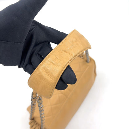 Chanel 2.55 Quilted Chain Caviar Leather Beige Shoulder Bag Silver — view 9