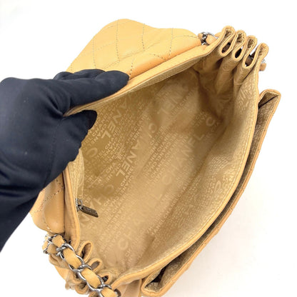 Chanel 2.55 Quilted Chain Caviar Leather Beige Shoulder Bag Silver — view 3
