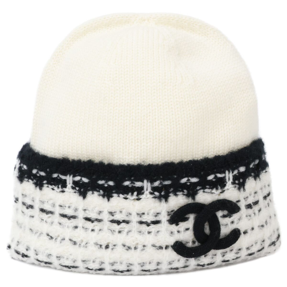 Chanel Like Cashmere Silk Blend CC Logo Knit Cap Beanie Hat