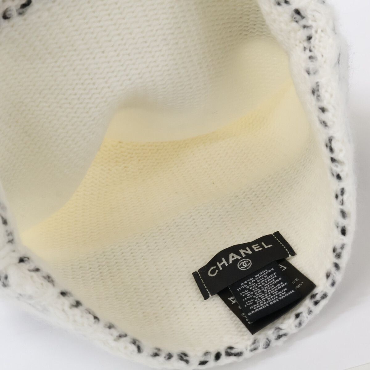 Chanel Like Cashmere Silk Blend CC Logo Knit Cap Beanie Hat — view 5