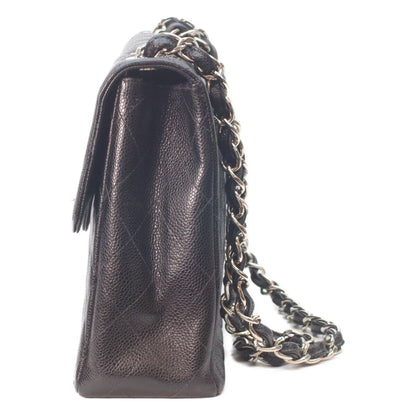 Chanel Black Caviar Silver Single Flap Big Quilted 30 — view 2