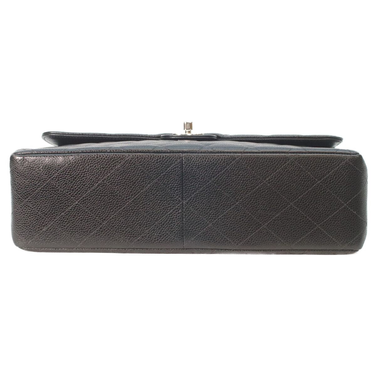 Chanel Black Caviar Silver Single Flap Big Quilted 30 — view 5