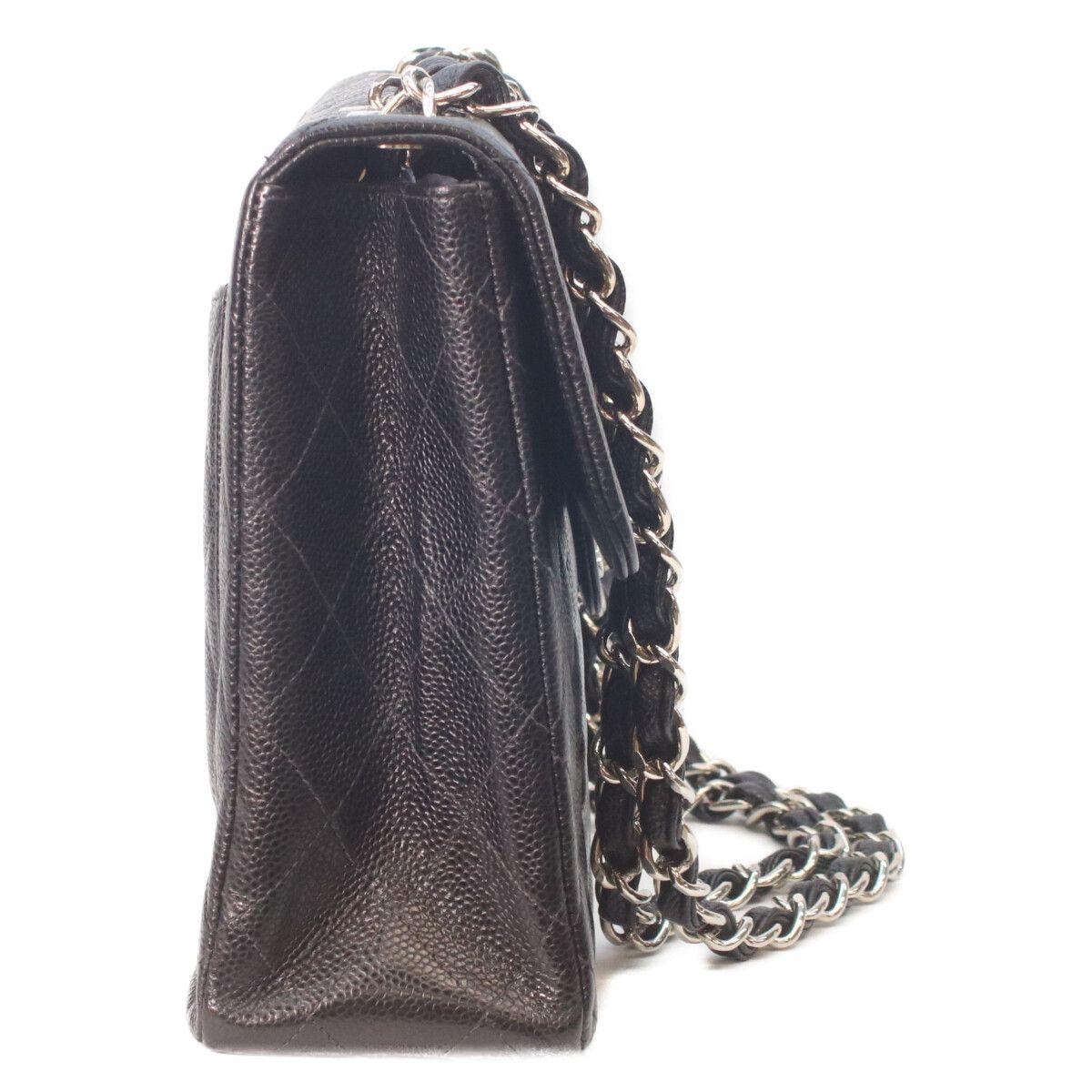 Chanel Black Caviar Silver Single Flap Big Quilted 30 — view 4