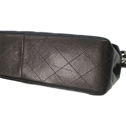 Chanel Black Caviar Silver Single Flap Big Quilted 30 — view 8