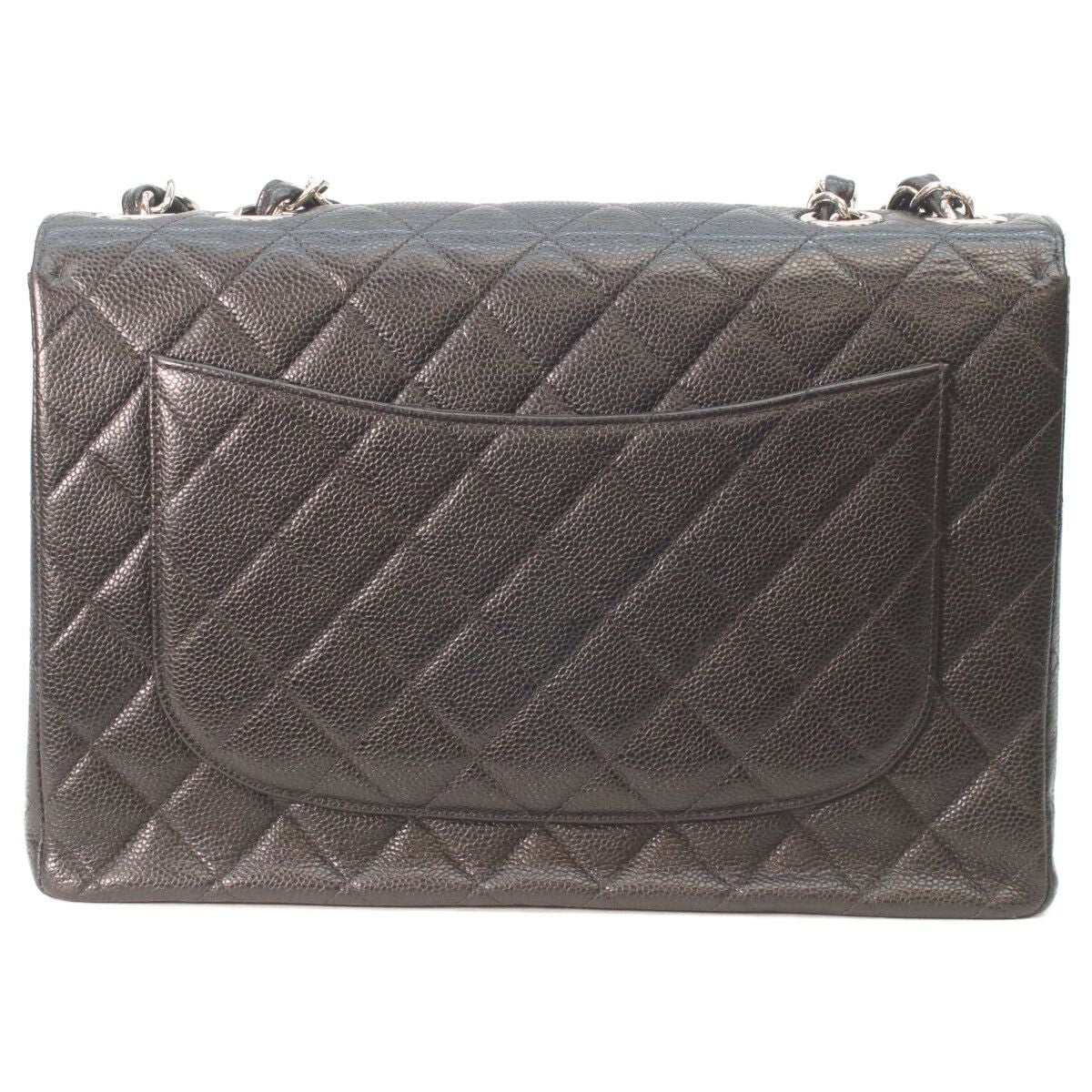 Chanel Black Caviar Silver Single Flap Big Quilted 30 — view 3