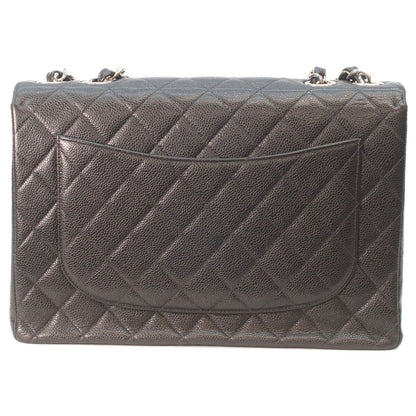 Chanel Black Caviar Silver Single Flap Big Quilted 30 — view 3