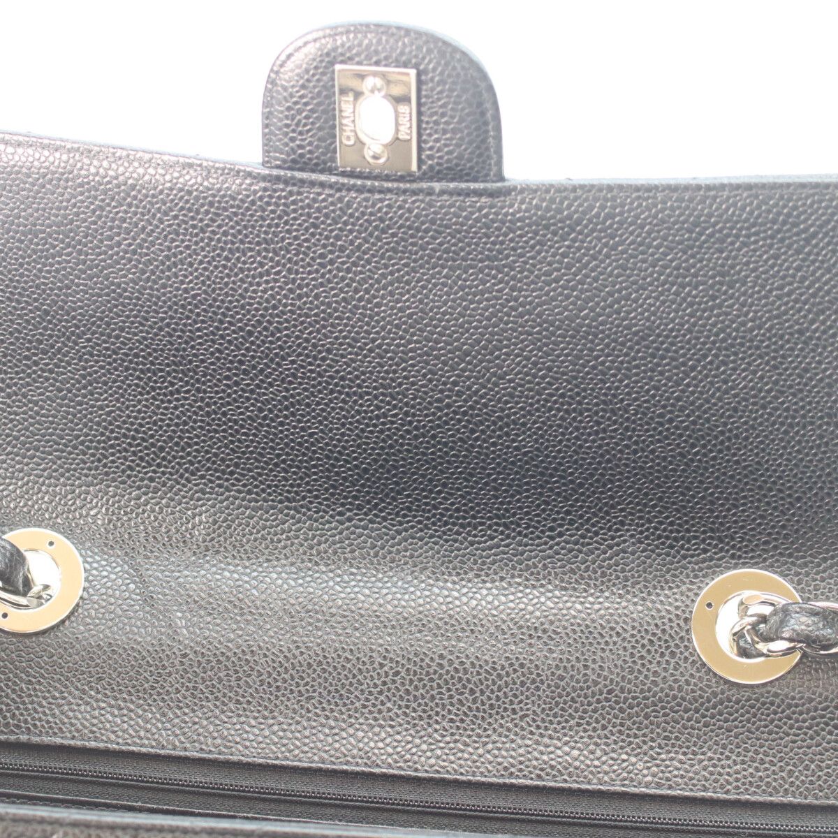 Chanel Black Caviar Silver Single Flap Big Quilted 30 — view 9