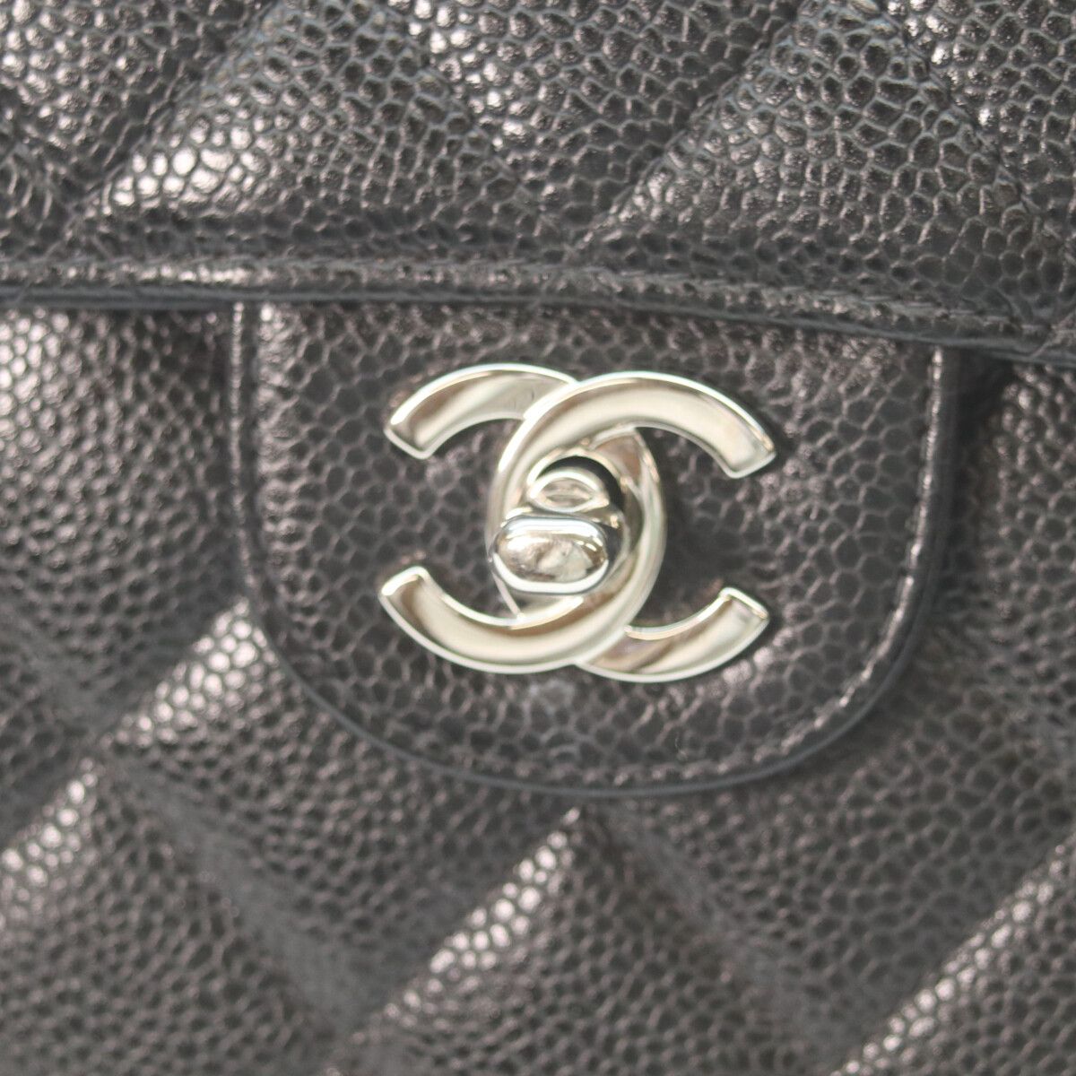 Chanel Black Caviar Silver Single Flap Big Quilted 30 — view 6