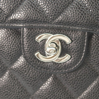 Chanel Black Caviar Silver Single Flap Big Quilted 30 — view 6