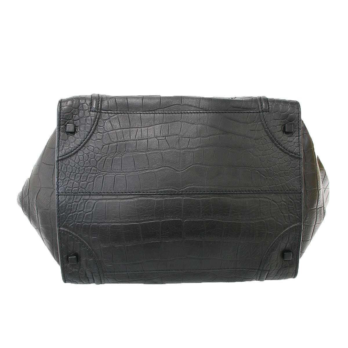 Celine Luggage Phantom Croco Embossed Tote Black — view 4
