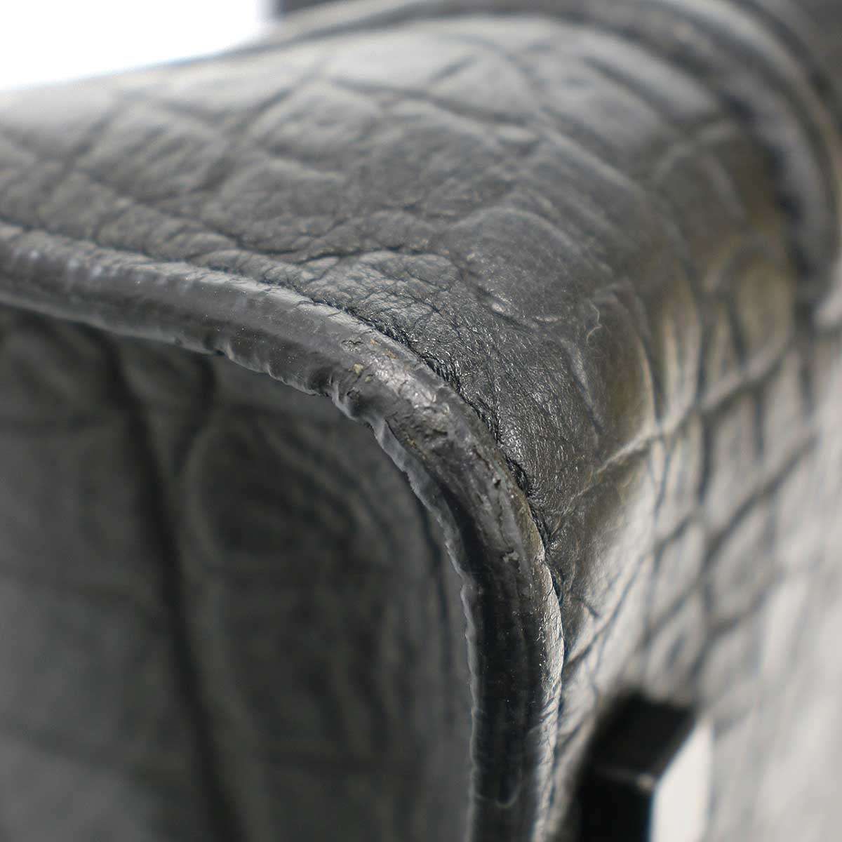 Celine Luggage Phantom Croco Embossed Tote Black — view 7