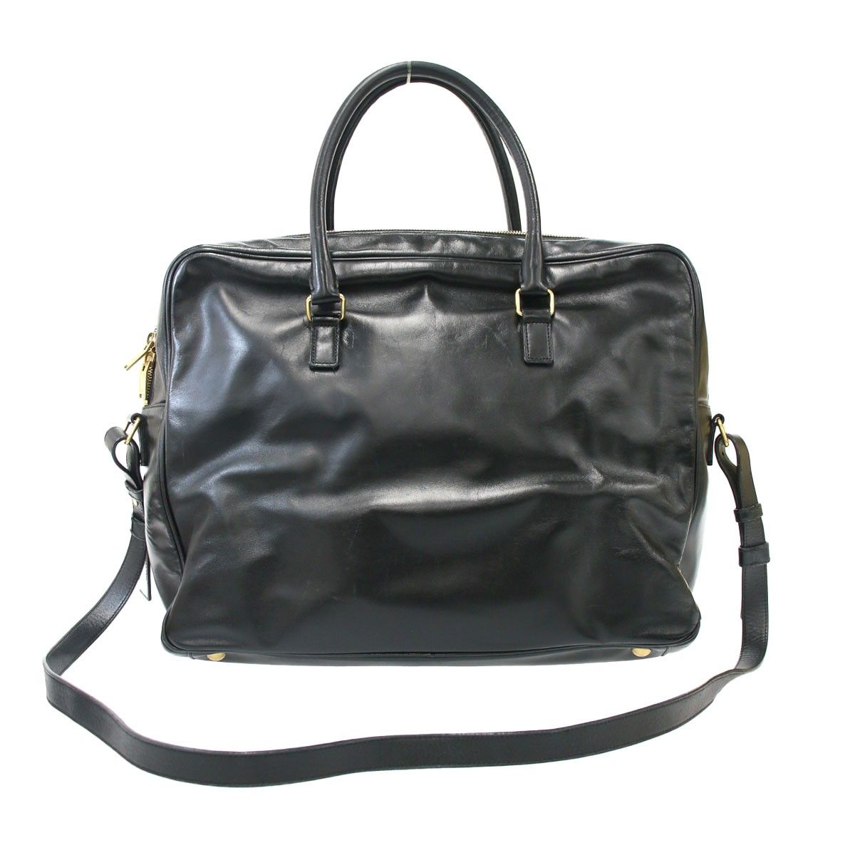 Saint Laurent Paris 2-Way Leather Business Bag Black — view 2