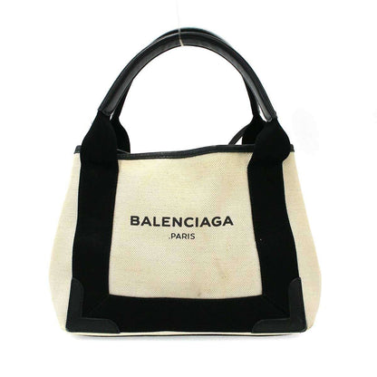 Balenciaga Navy Cabas XS Canvas Shoulder Bag Ivory
