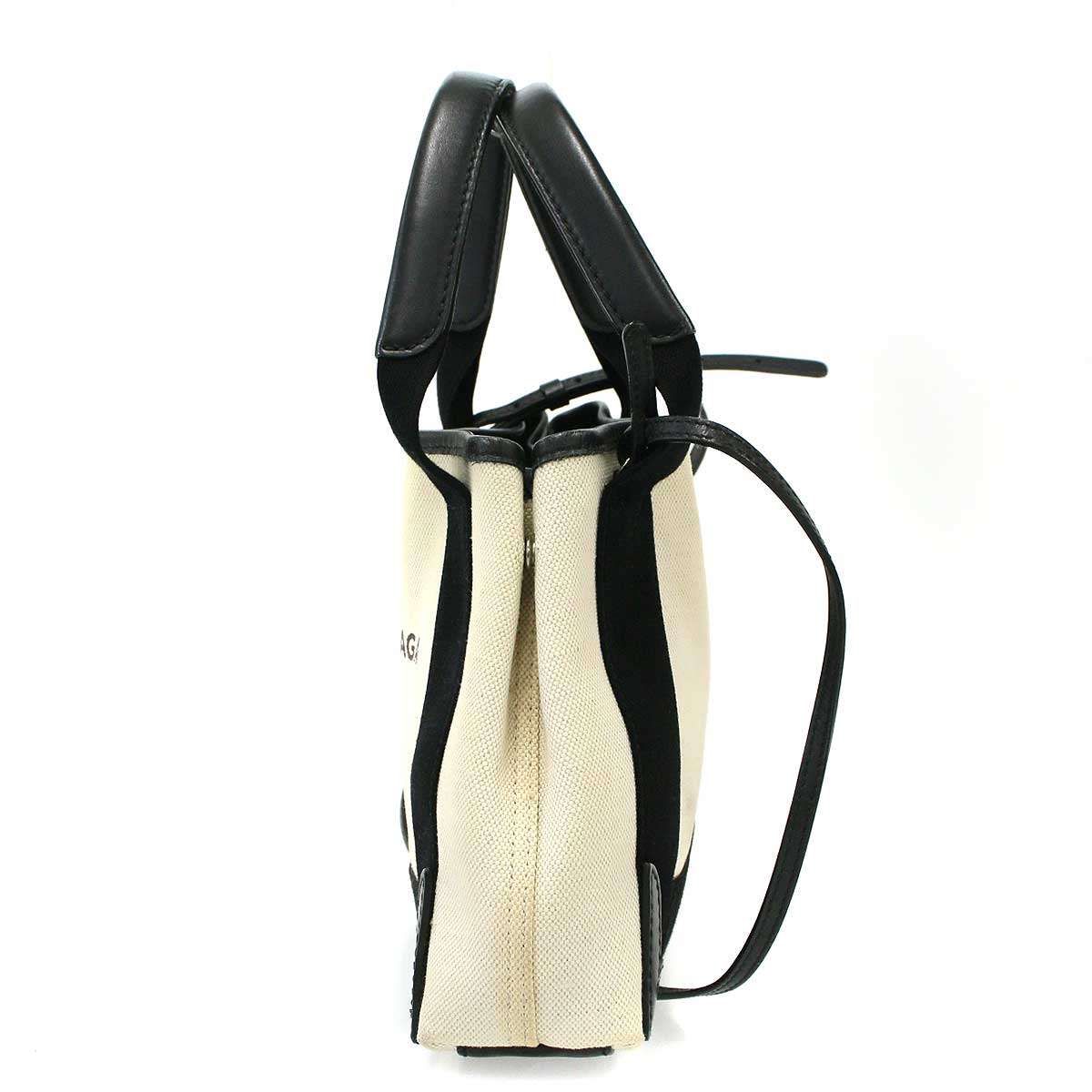 Balenciaga Navy Cabas XS Canvas Shoulder Bag Ivory — view 3