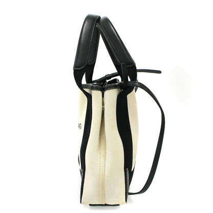 Balenciaga Navy Cabas XS Canvas Shoulder Bag Ivory — view 3