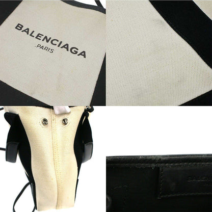 Balenciaga Navy Cabas XS Canvas Shoulder Bag Ivory — view 9