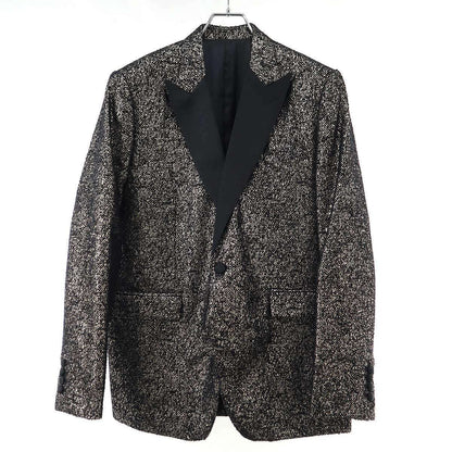 Celine Satin Lapel Lamethaxe de Jacket Black Gold 50