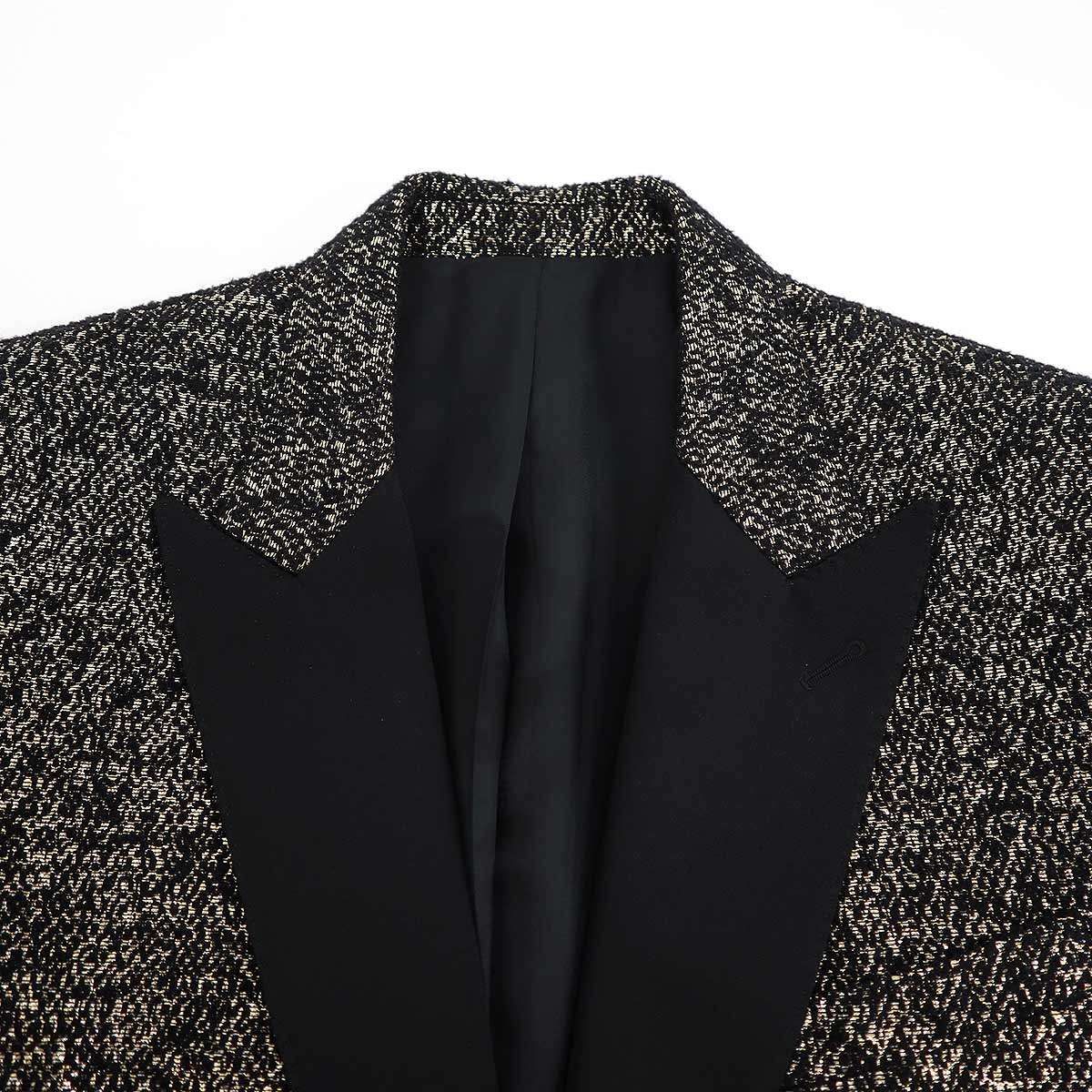 Celine Satin Lapel Lamethaxe de Jacket Black Gold 50 — view 4