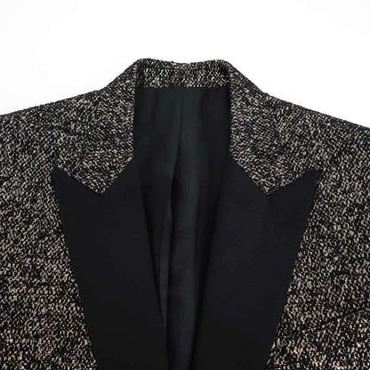 Celine Satin Lapel Lamethaxe de Jacket Black Gold 50 — view 4