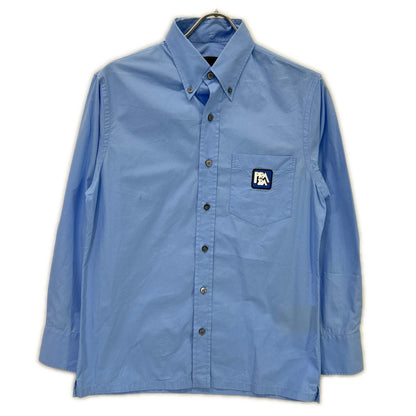 Prada Light Blue Lava Logo One Pocket Button Down Jacket Long Sleeve Shirt 38