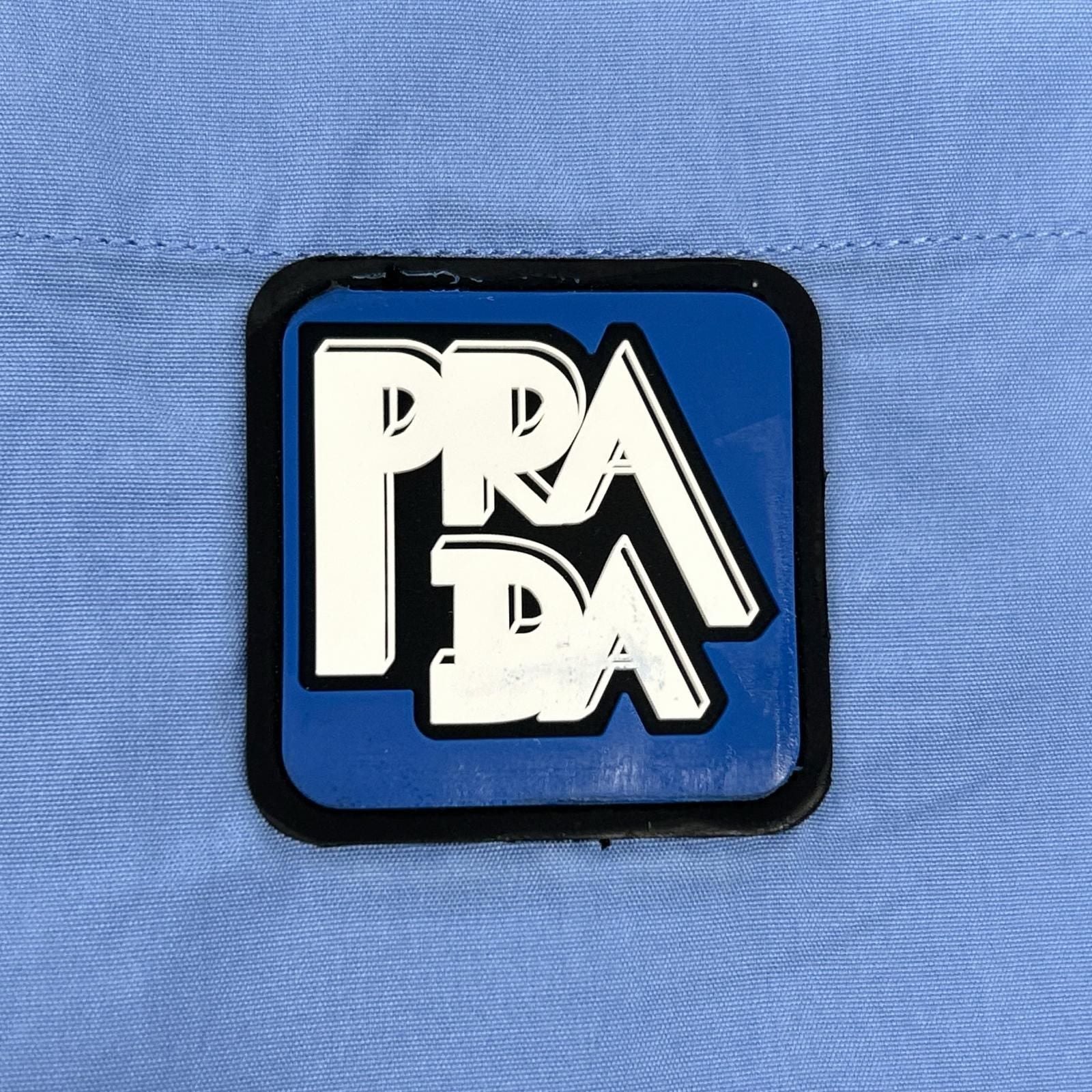 Prada Light Blue Lava Logo One Pocket Button Down Jacket Long Sleeve Shirt 38 — view 9