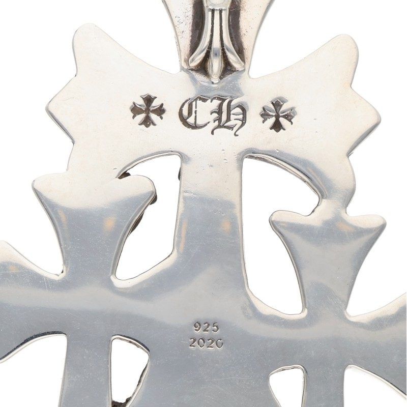 Chrome Hearts 3 CH Crs Lrg Triple CH Cross Large Silver Necklace Top — view 3