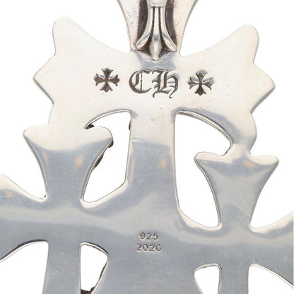 Chrome Hearts 3 CH Crs Lrg Triple CH Cross Large Silver Necklace Top — view 3
