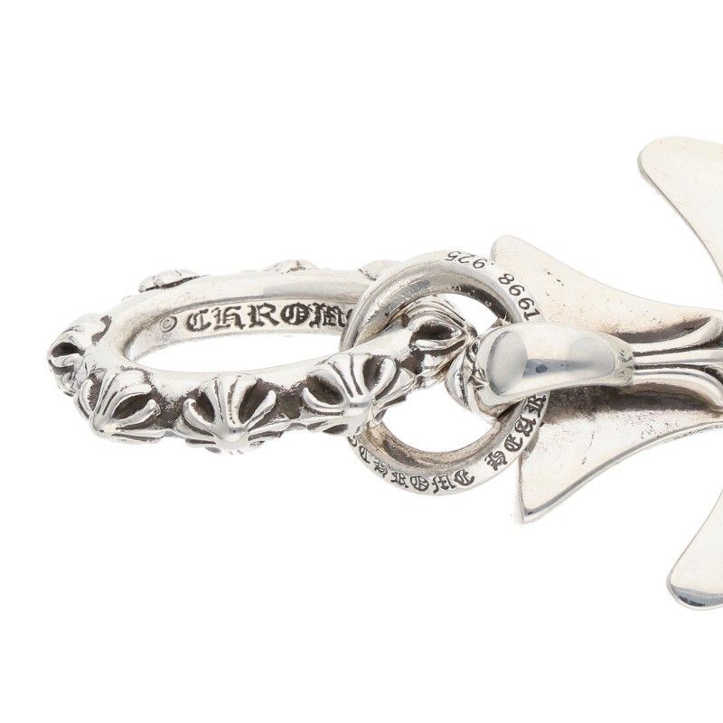 Chrome Hearts 3 CH Crs Lrg Triple CH Cross Large Silver Necklace Top — view 4