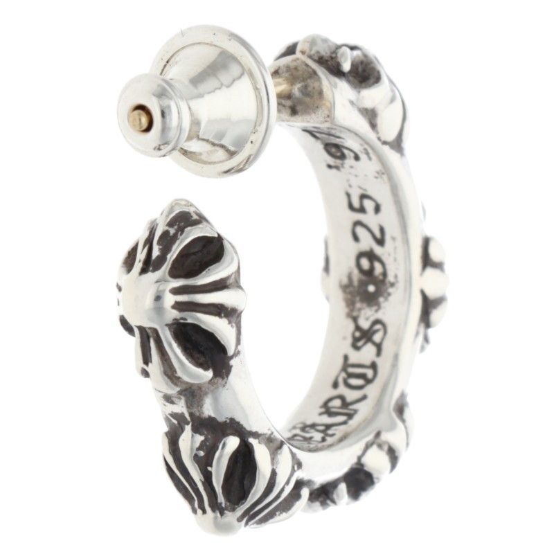 Chrome Hearts Hoop Cross Sml Band Silver Earrings — view 2