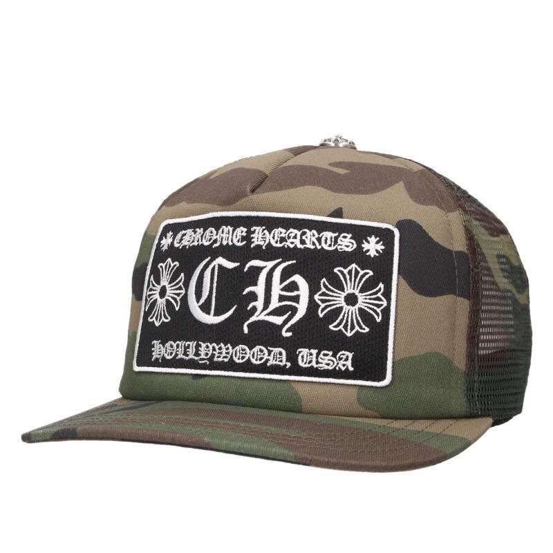 Chrome Hearts Trucker Cap Truck Khaki Cap CH Camouflage Mesh Hat with Patch