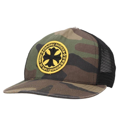 Chrome Hearts Trucker Cap CH Plus Patch Camouflage Pattern Cross Ball Mesh Cap