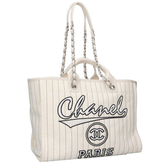Chanel Deauville GM Logo Embroidery Canvas 2-Way Handbag