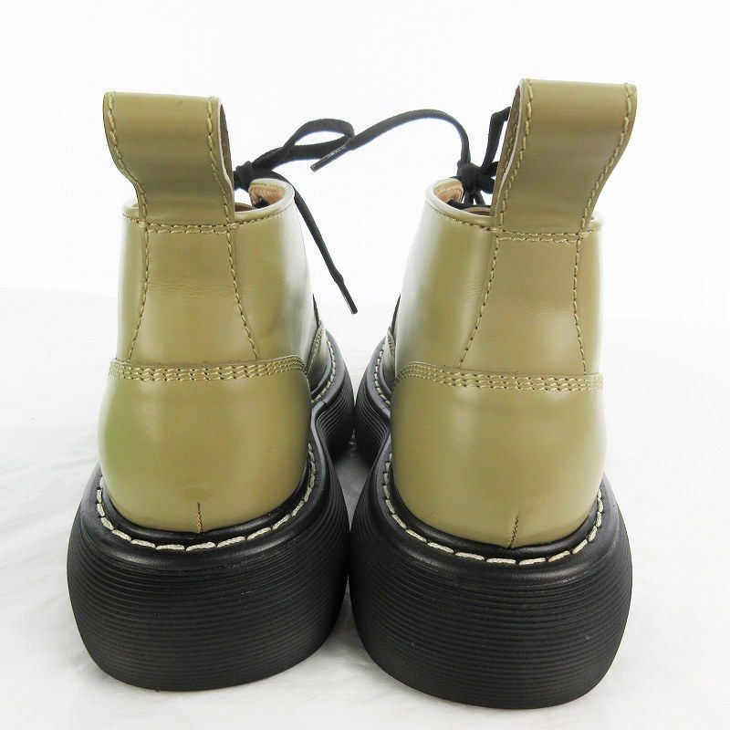 Bottega Veneta 35 the Bounce Short Boots Lace Up Shoes Leather Beige Black — view 4