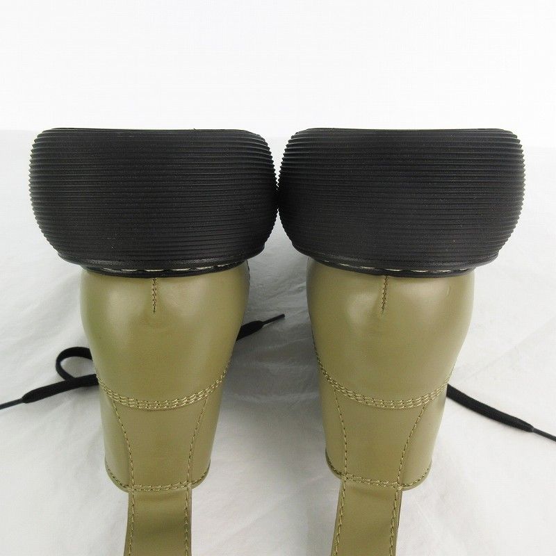 Bottega Veneta 35 the Bounce Short Boots Lace Up Shoes Leather Beige Black — view 7