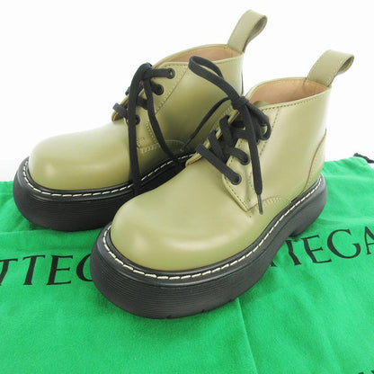 Bottega Veneta 35 the Bounce Short Boots Lace Up Shoes Leather Beige Black — view 2
