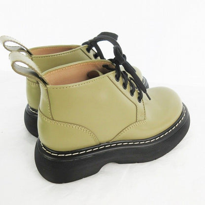 Bottega Veneta 35 the Bounce Short Boots Lace Up Shoes Leather Beige Black — view 6