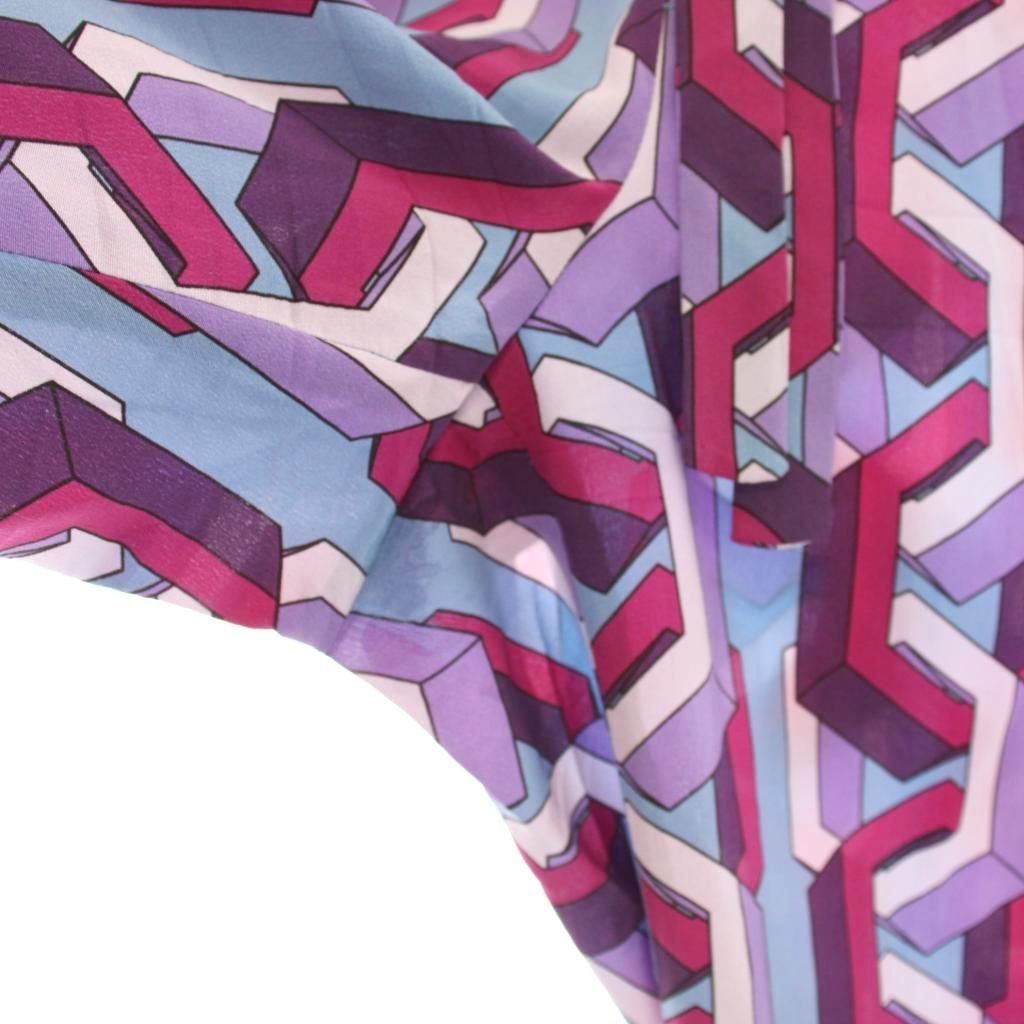 Gucci I-j-pants All Over Pattern Silk 40 Purple Blue Geometric YM — view 4