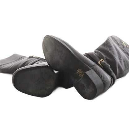 Prada Long Boots Chunky Heels Logo Leather Black — view 5