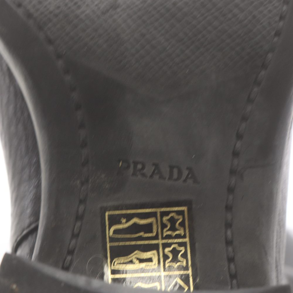 Prada Long Boots Chunky Heels Logo Leather Black — view 4