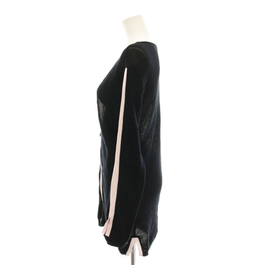 Chanel Sports Line Mesh Cardigan Knit CC Logo Long Sleeve 42 Black Pink YM — view 3