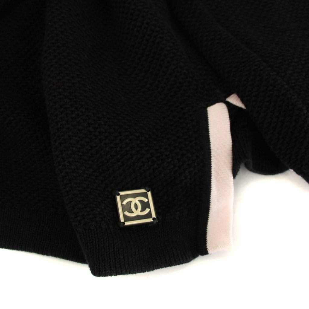 Chanel Sports Line Mesh Cardigan Knit CC Logo Long Sleeve 42 Black Pink YM — view 8