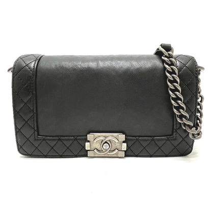 Chanel Shoulder Bag CC Logo Calfskin Black