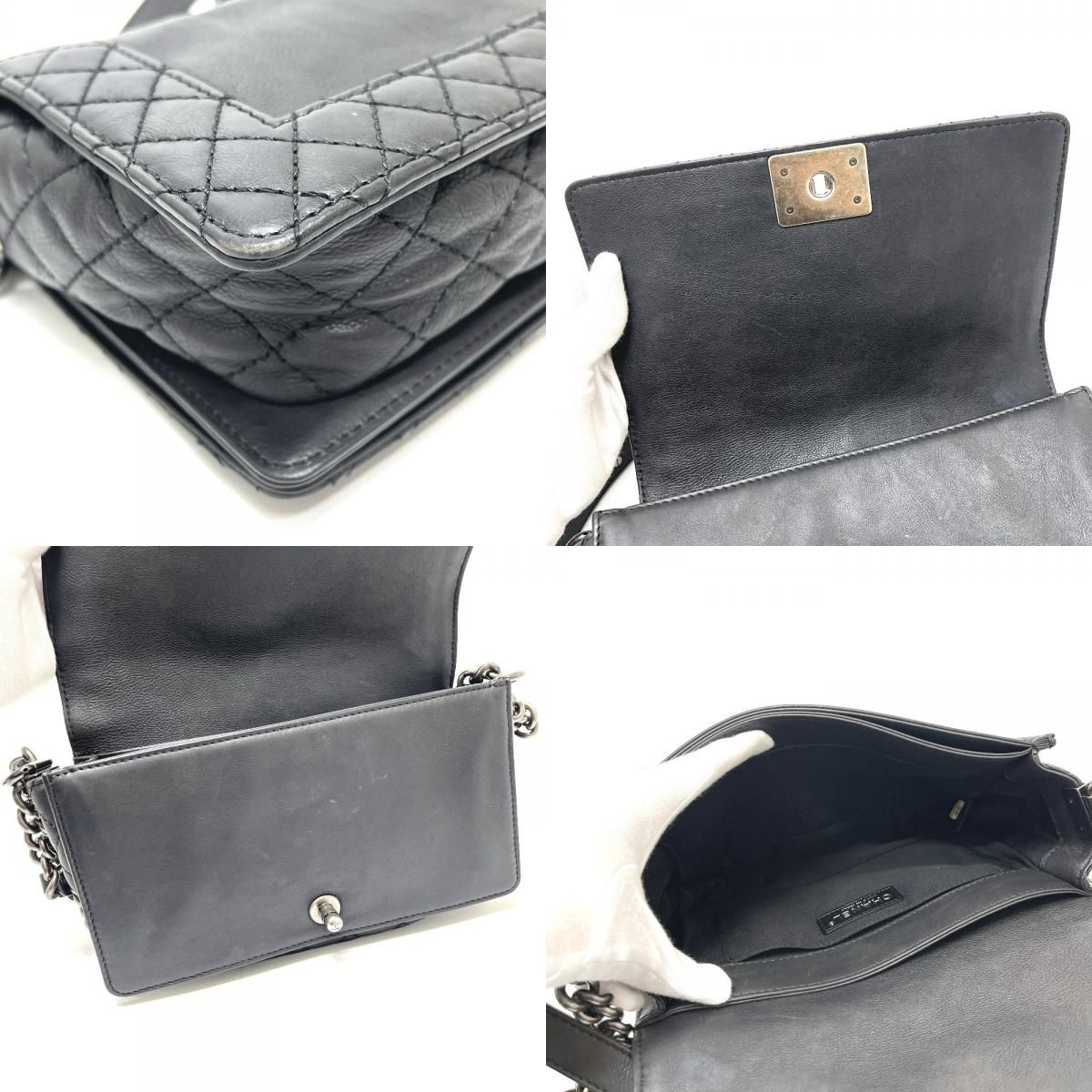 Chanel Shoulder Bag CC Logo Calfskin Black — view 8