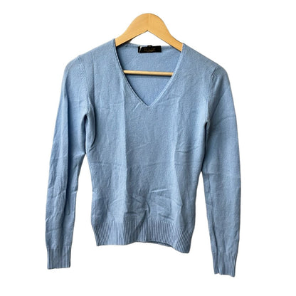 Loro Piana Long Sleeve Sweater 38 S Light Blue Neck Cashmere Baby