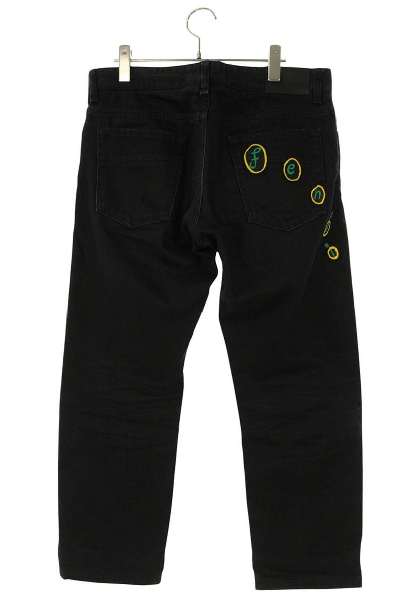 Fendi Agzo Back Logo Patch Slim Denim Pants — view 2