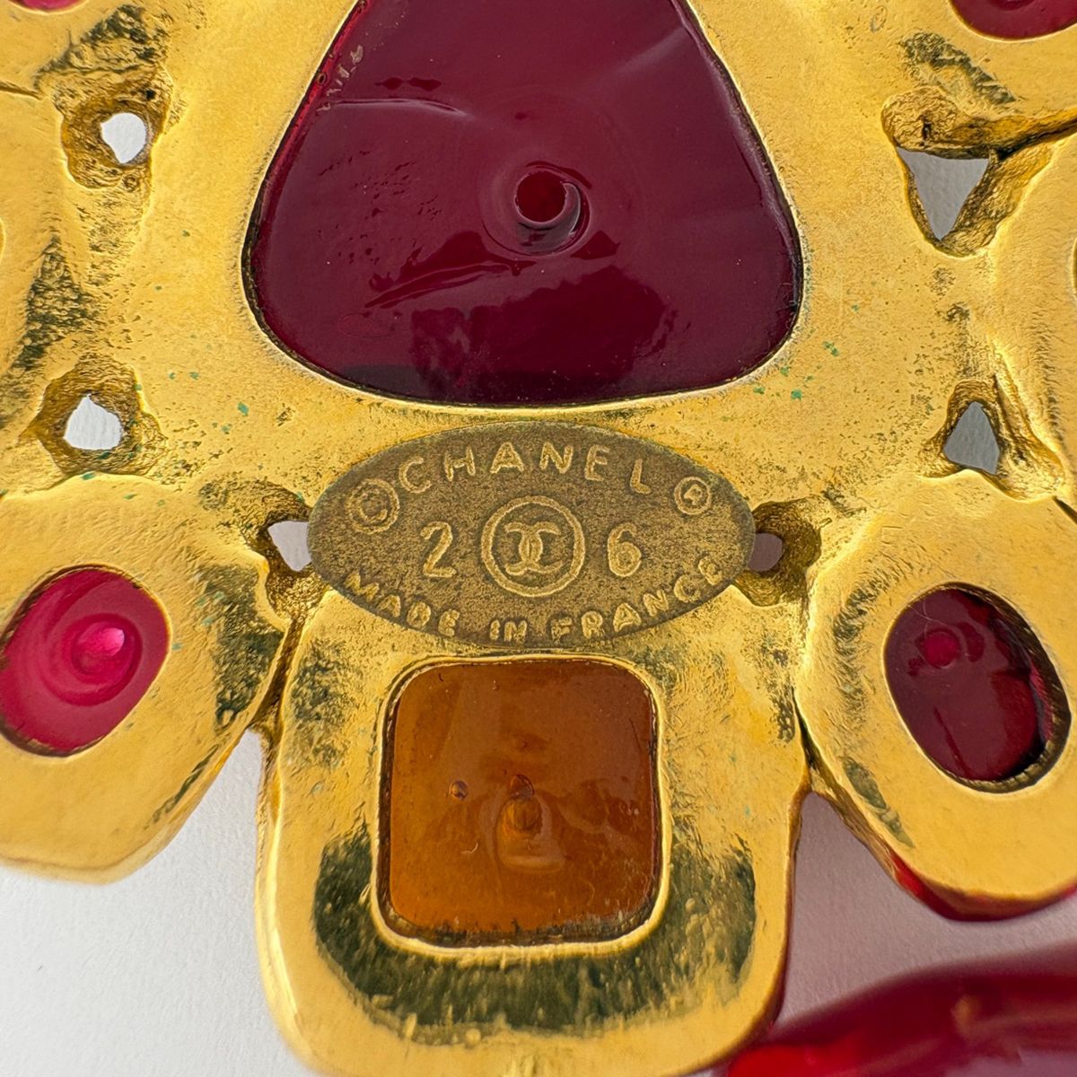 Chanel CC Logo Color Stone Necklace Gripoix Long Gold Plated — view 6