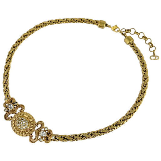 Dior Line Stone Necklace Gold Plated