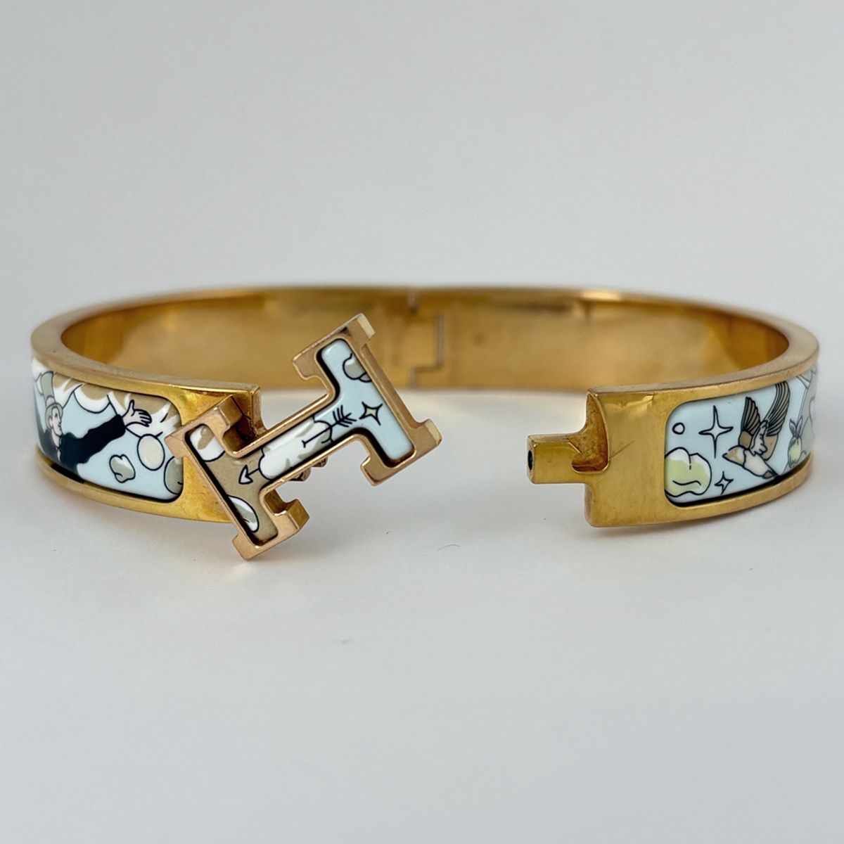 Hermes Clic Enamel Bracelet Clac Bangle Gold Plated Multicolor — view 4