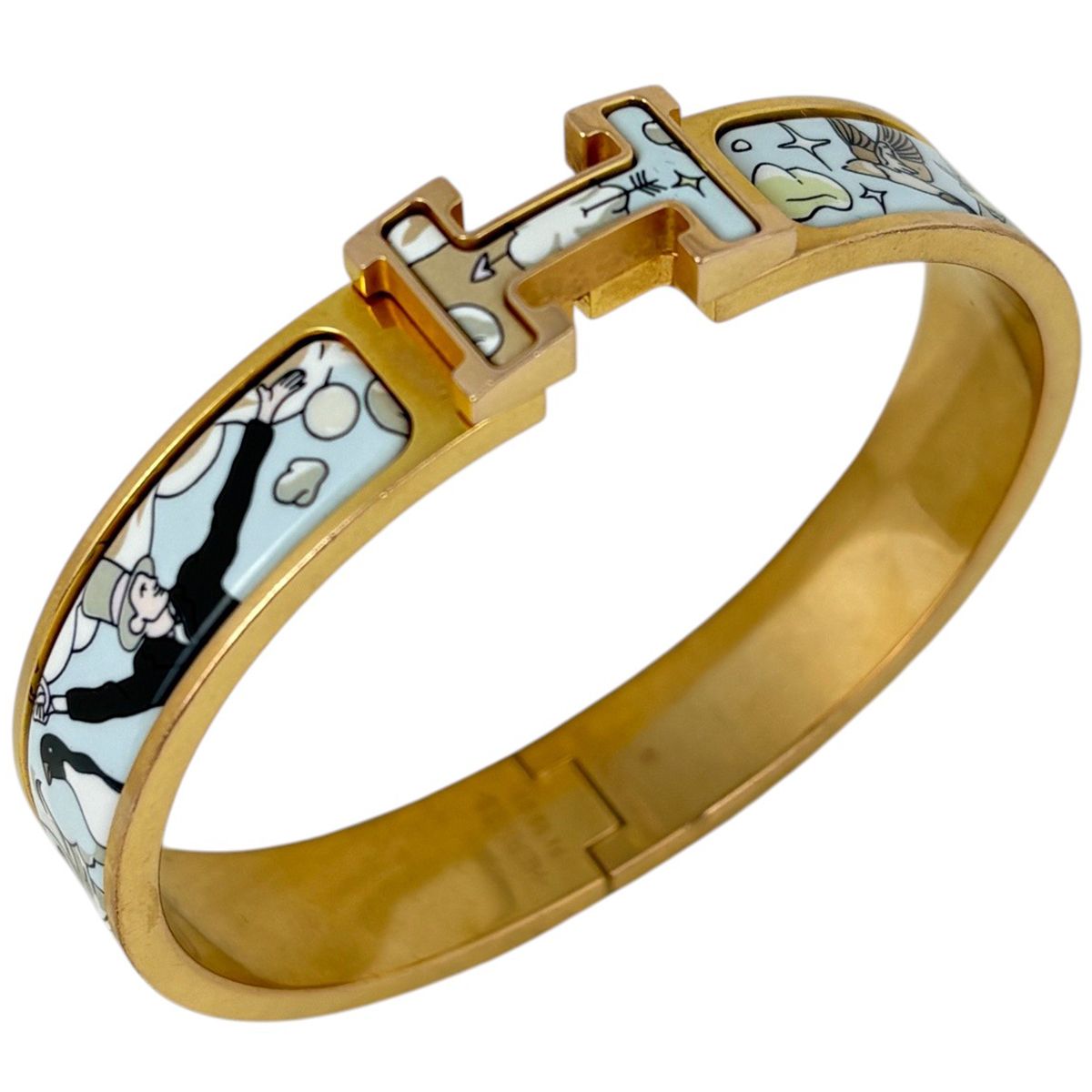 Hermes Clic Enamel Bracelet Clac Bangle Gold Plated Multicolor
