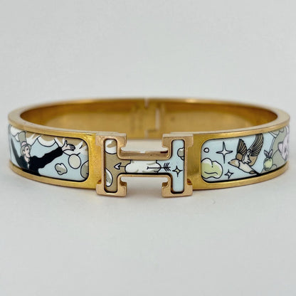 Hermes Clic Enamel Bracelet Clac Bangle Gold Plated Multicolor — view 2